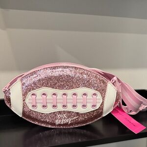 Betsey Johnson Pink Glitter Football Bag